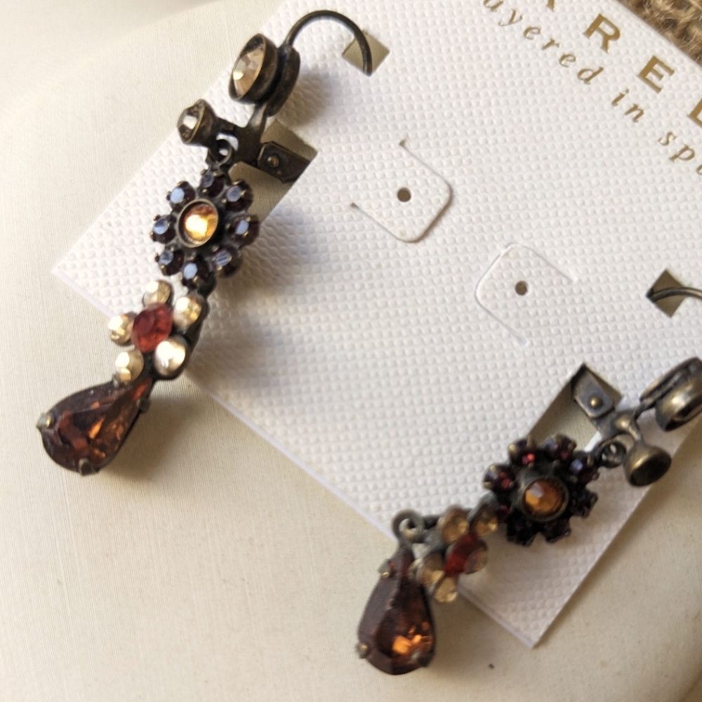 Sorrelli Maple Drop Down Flower Earrings in Brass